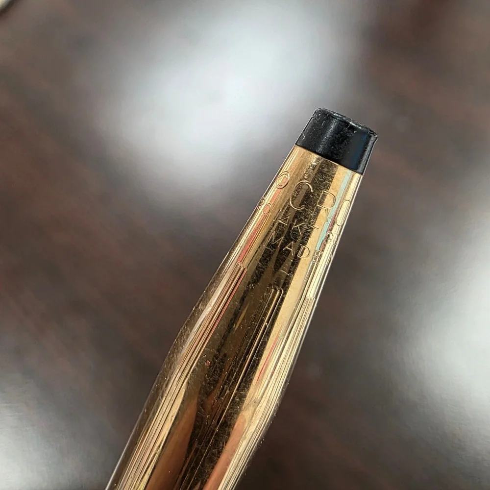 Cross 14KT Gold Filled Ballpoint Pen Vintage Pinstripe Made in USA 1/20 14K